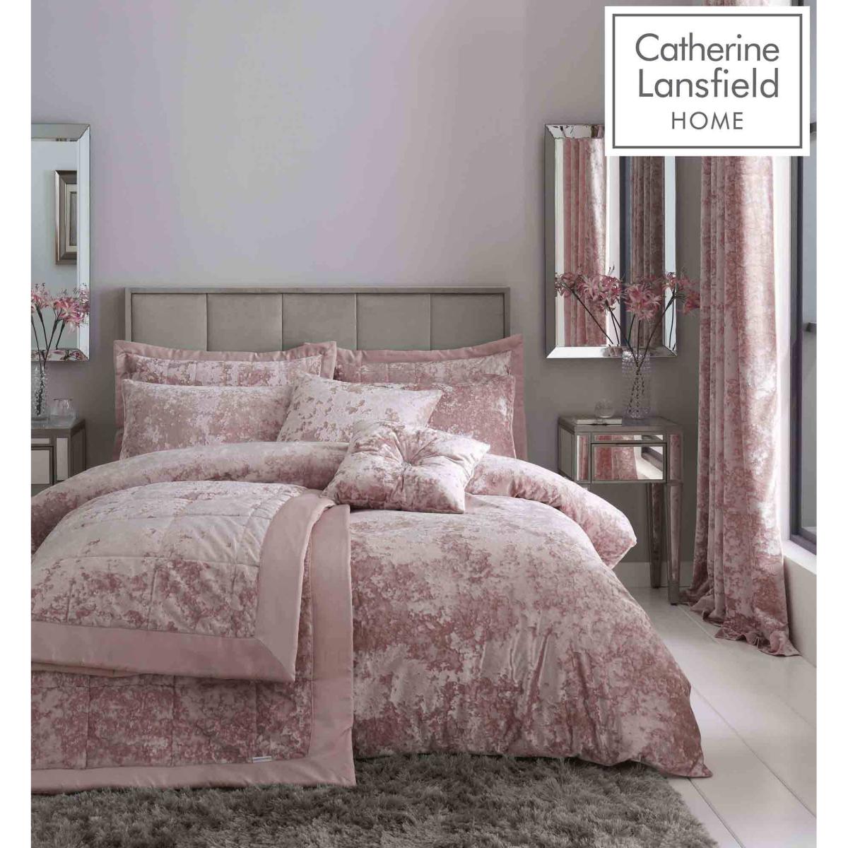 Catherine Lansfield Crushed Velvet Quiltset Blush – image 2