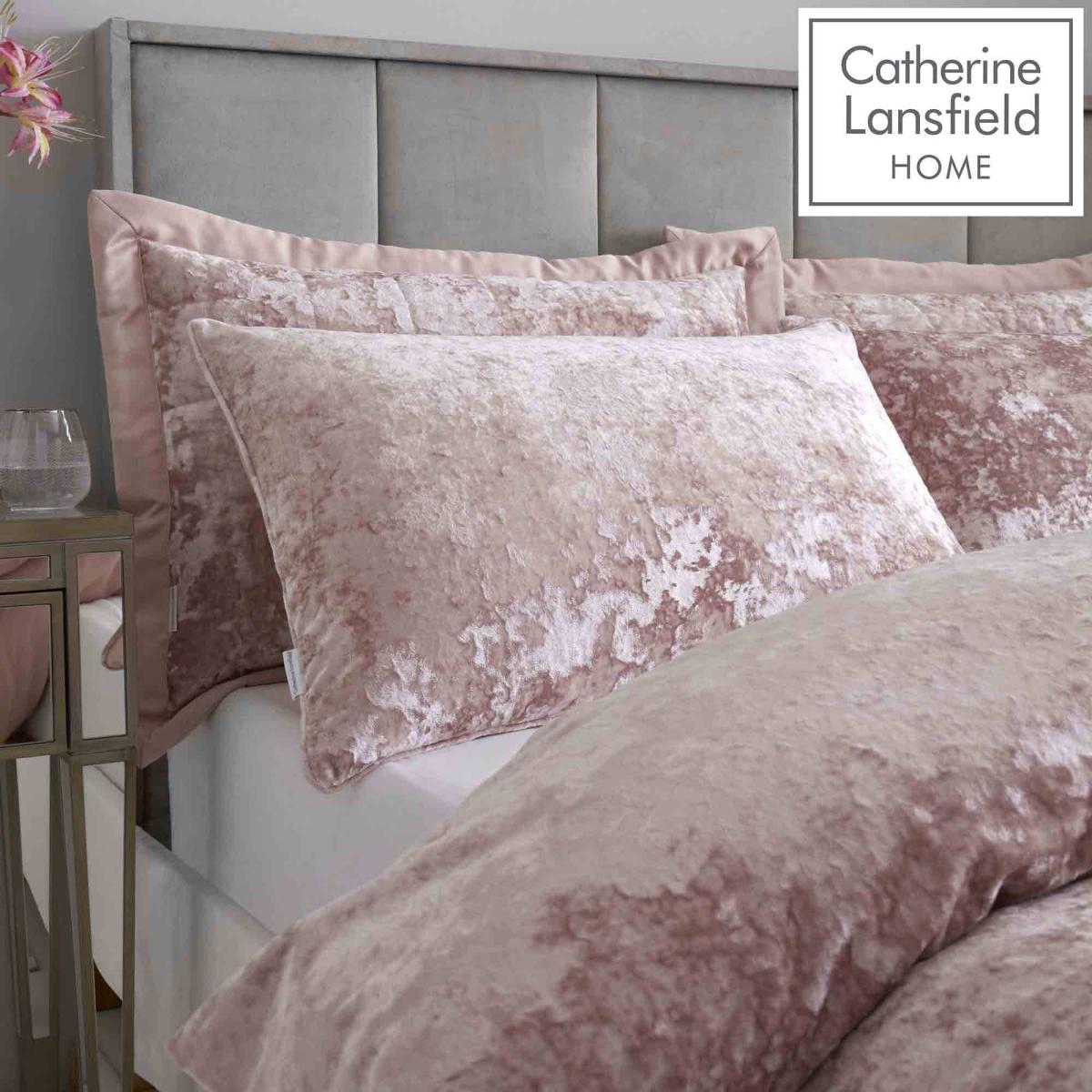 Catherine Lansfield Crushed Velvet Quiltset Blush – image 3