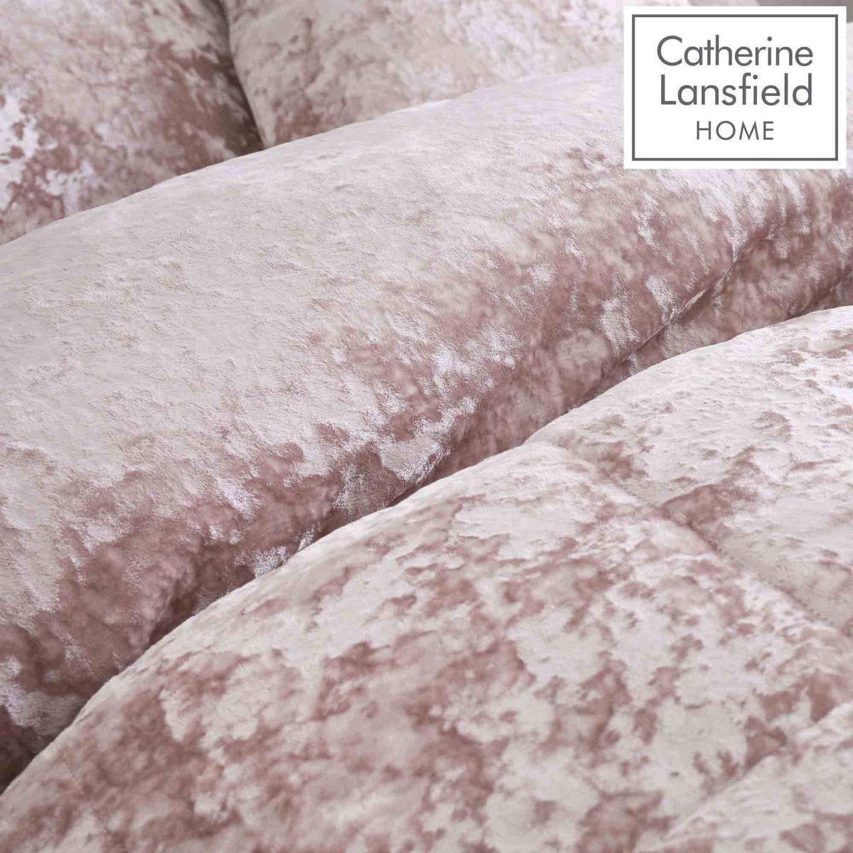 Catherine Lansfield Crushed Velvet Quiltset Blush – image 5