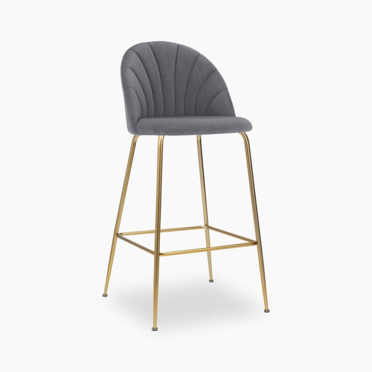 £70 Off Sylvia Bar Stool, Grey Velvet Leg Colour: Chrome – image 2