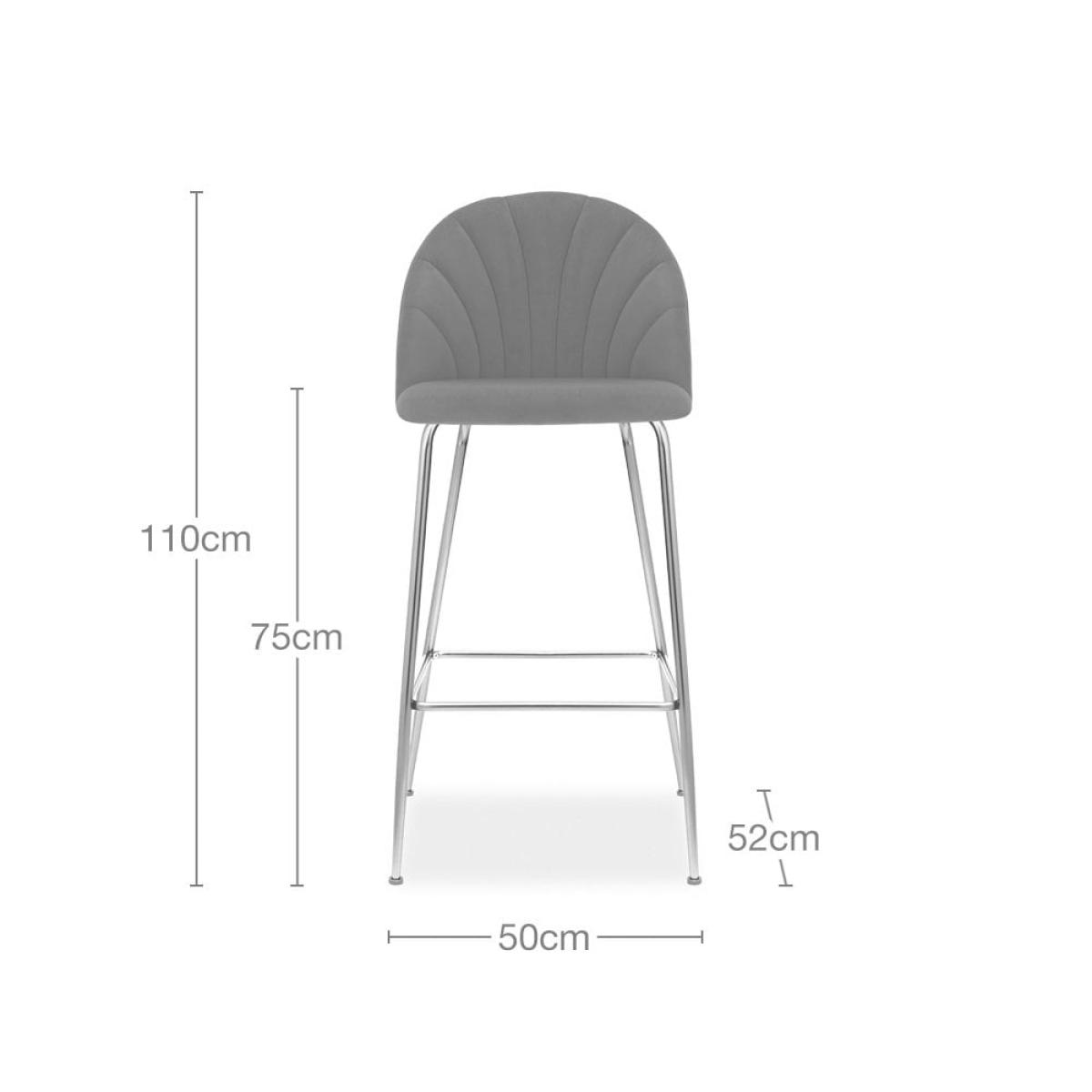 £70 Off Sylvia Bar Stool, Grey Velvet Leg Colour: Chrome – image 9