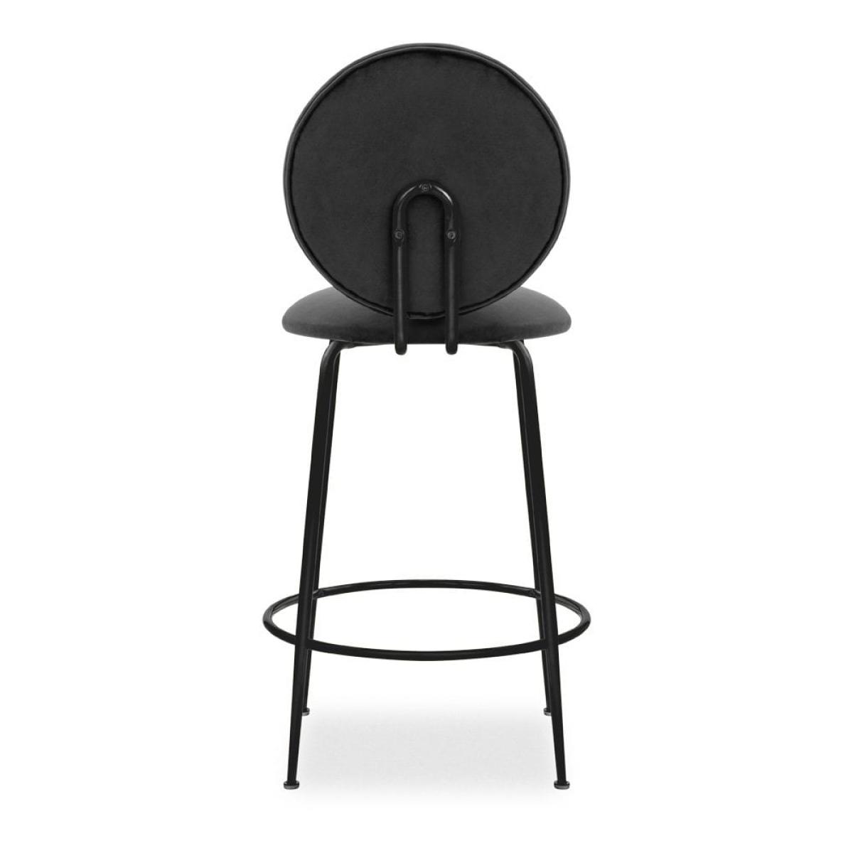 Regent Kitchen Stool with Backrest , Grey Velvet Leg Colour: Black – image 8
