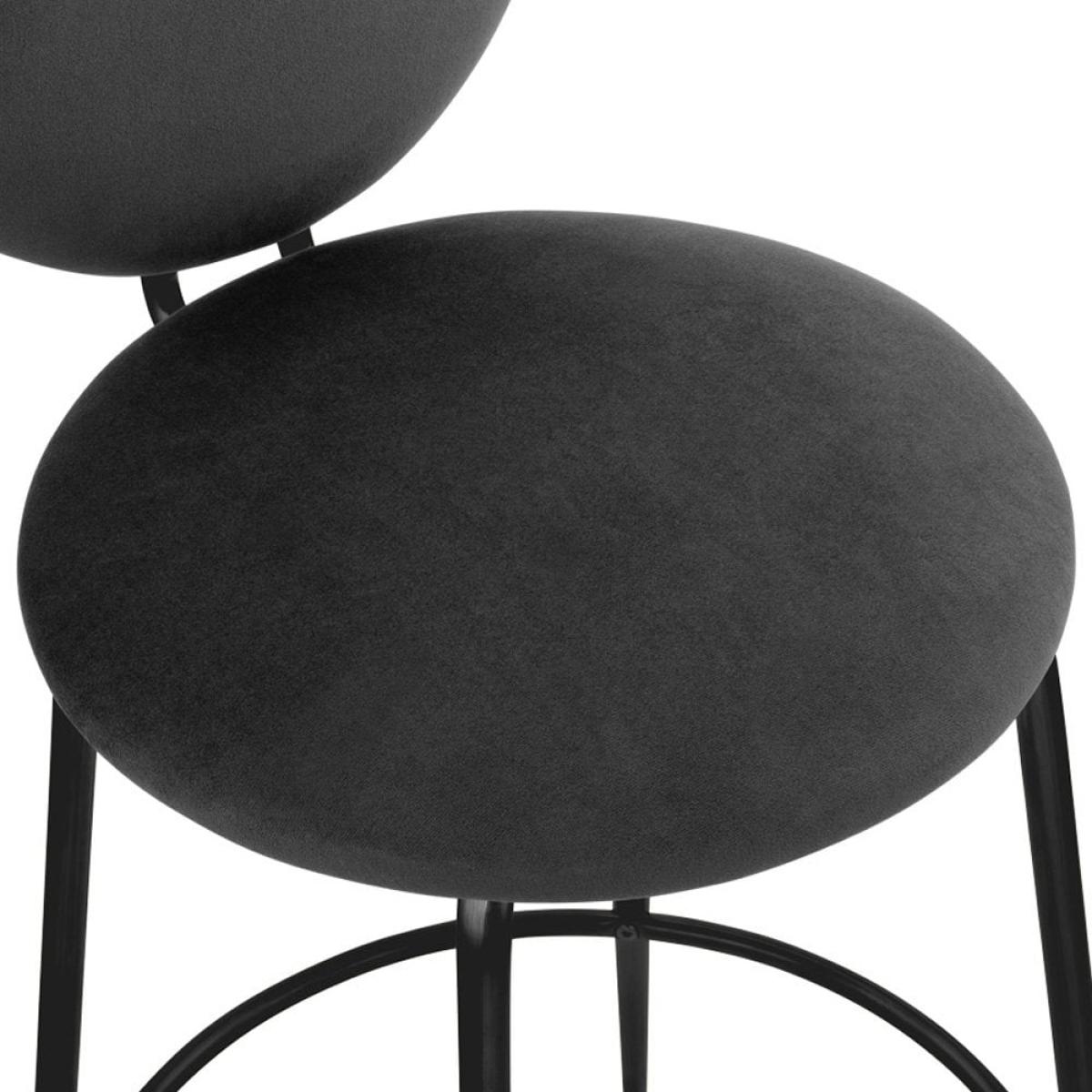 Regent Kitchen Stool with Backrest , Grey Velvet Leg Colour: Black – image 9