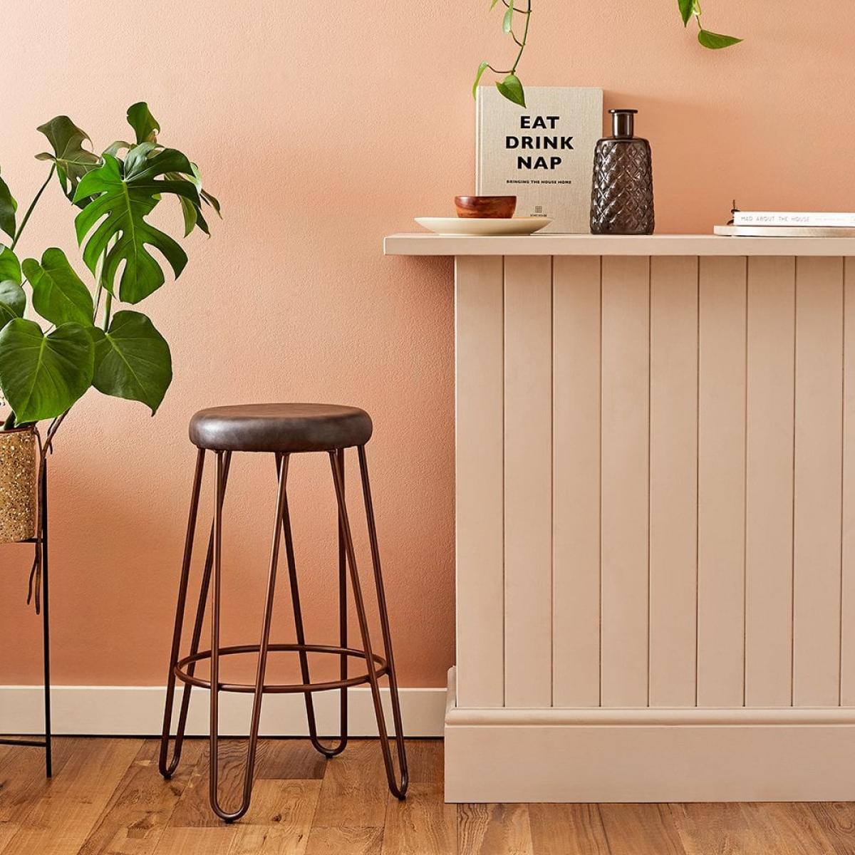 £20  Off   Hairpin Kitchen Stool, Matte Grey Seat Colour: Black Seat – image 2
