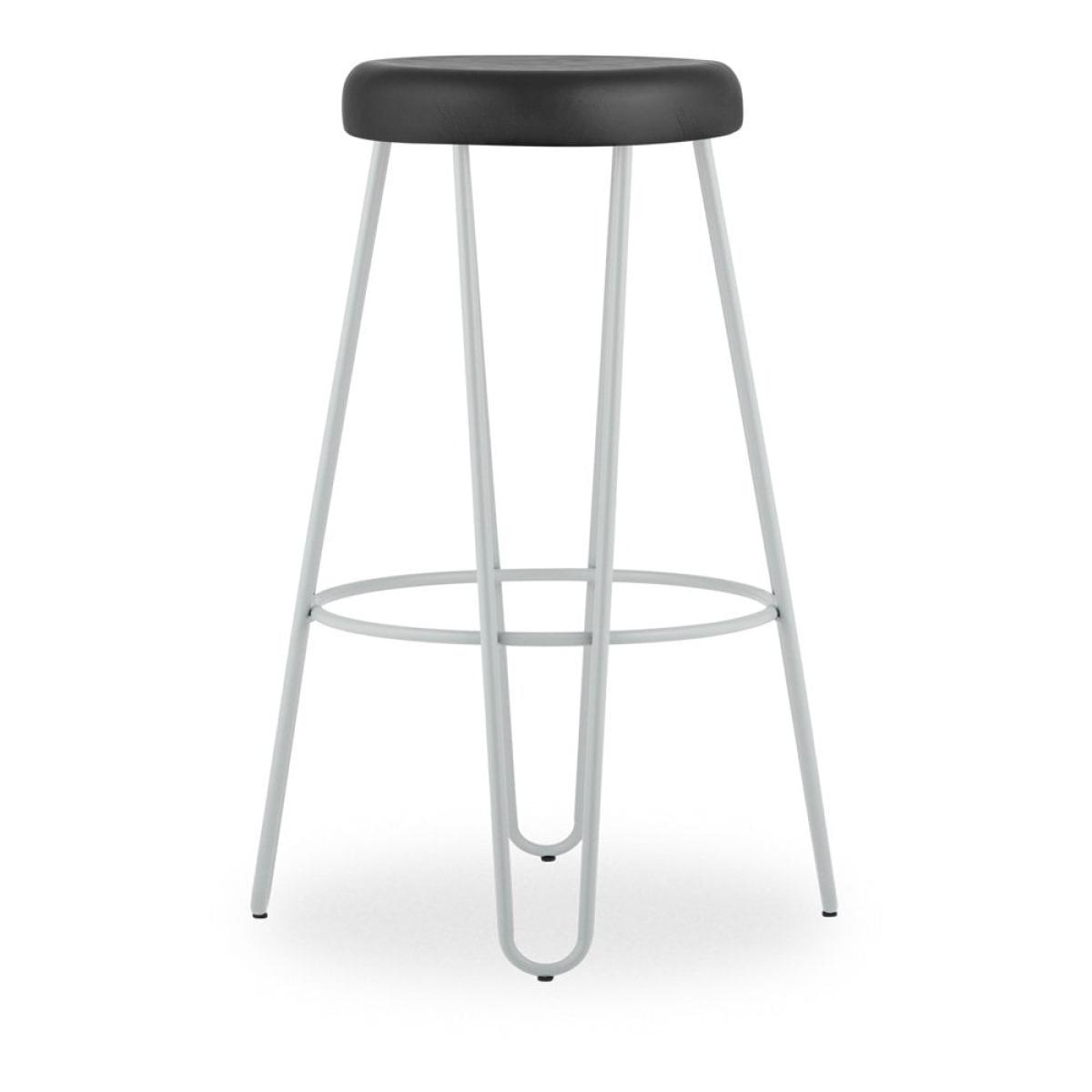 £20  Off   Hairpin Kitchen Stool, Matte Grey Seat Colour: Black Seat – image 4