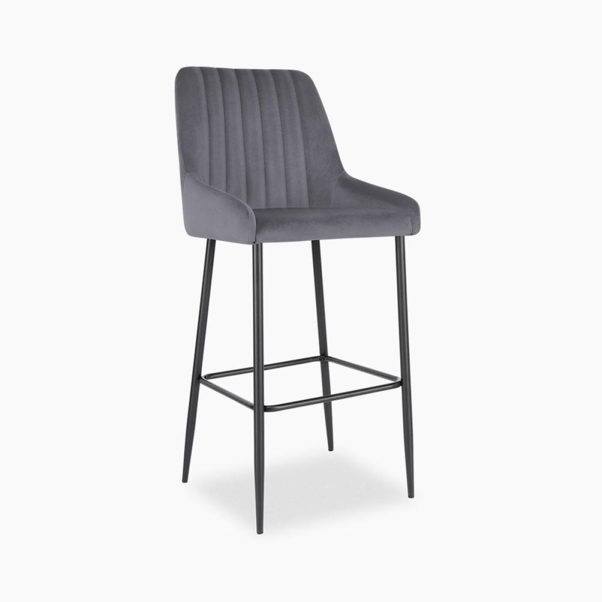 Baldwin Bar Stool, Grey Velvet – image 2