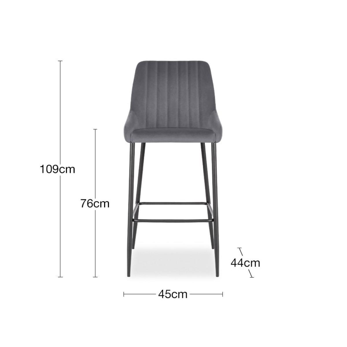 Baldwin Bar Stool, Grey Velvet – image 9