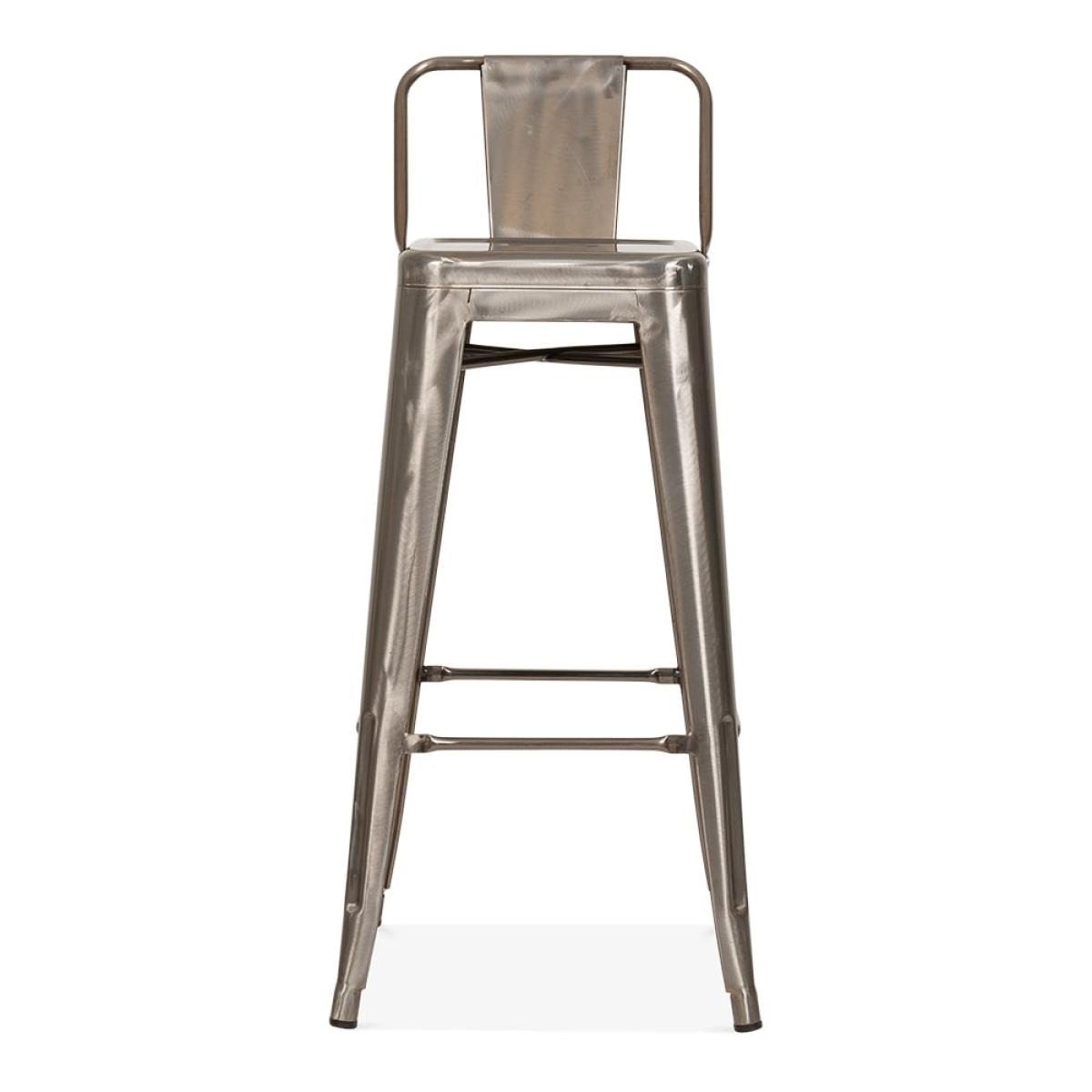Xavier Pauchard Tolix Style Metal Bar Stool with Backrest, Gunmetal Size: 75cm – image 3