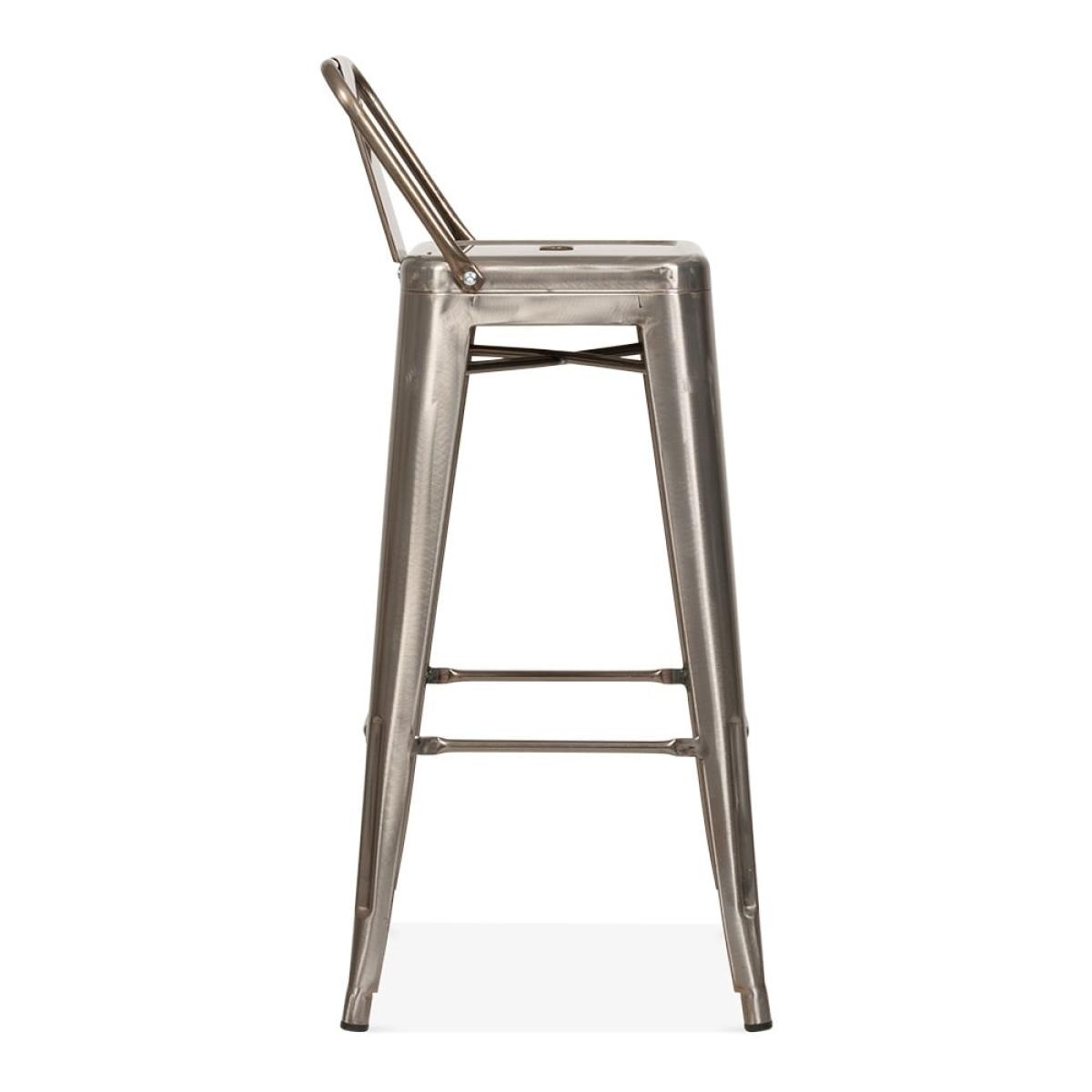 Xavier Pauchard Tolix Style Metal Bar Stool with Backrest, Gunmetal Size: 75cm – image 4