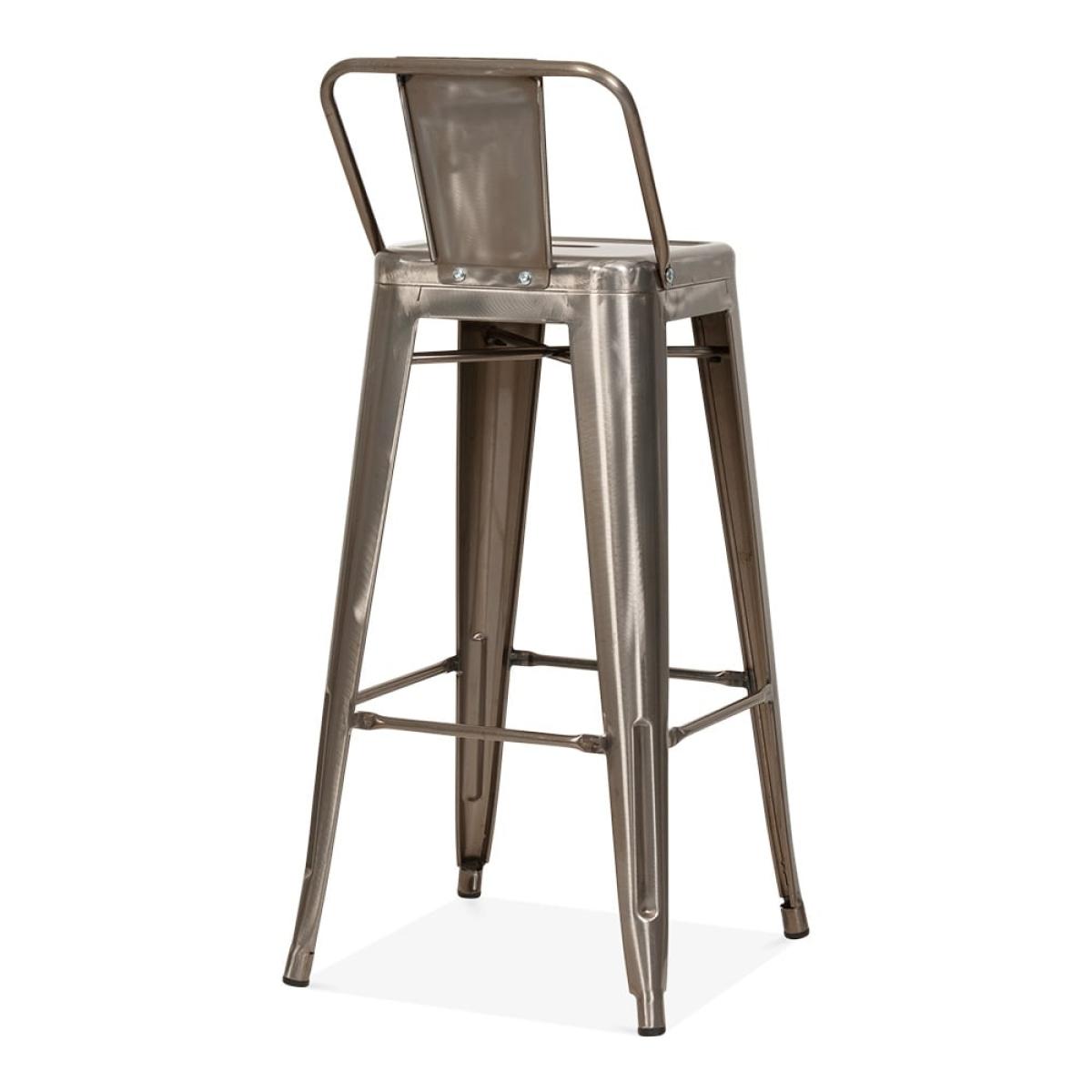 Xavier Pauchard Tolix Style Metal Bar Stool with Backrest, Gunmetal Size: 75cm – image 5