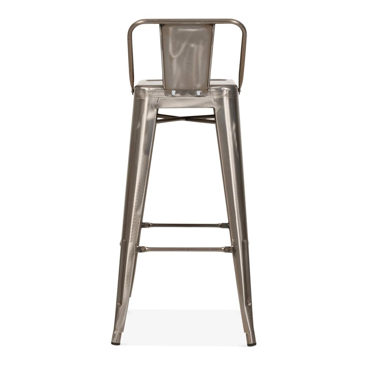 Xavier Pauchard Tolix Style Metal Bar Stool with Backrest, Gunmetal Size: 75cm – image 6