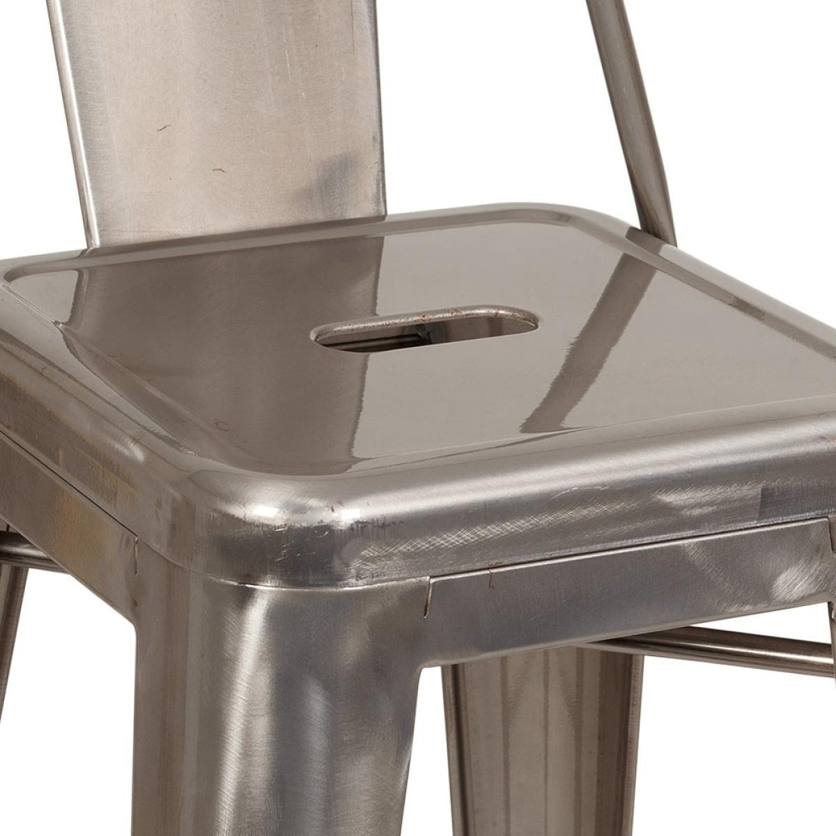 Xavier Pauchard Tolix Style Metal Bar Stool with Backrest, Gunmetal Size: 75cm – image 7