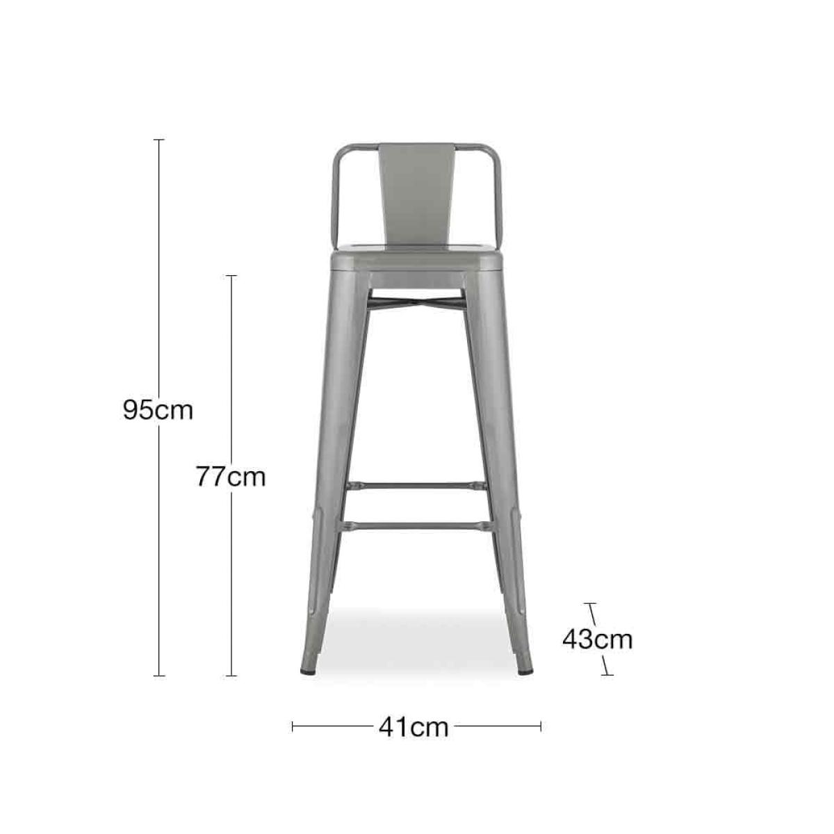 Xavier Pauchard Tolix Style Metal Bar Stool with Backrest, Gunmetal Size: 75cm – image 8