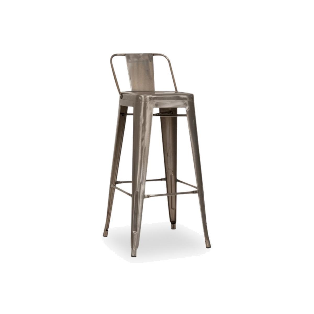 Xavier Pauchard Tolix Style Metal Bar Stool with Backrest, Gunmetal Size: 75cm – image 1