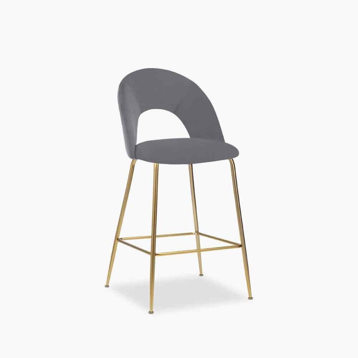 £40  Off  Celine Kitchen Stool, Grey Velvet Leg Colour: Brass – image 2