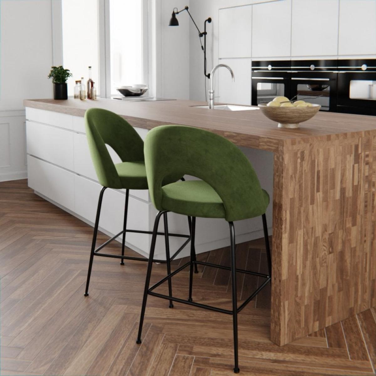 £40  Off  Celine Kitchen Stool, Grey Velvet Leg Colour: Brass – image 3
