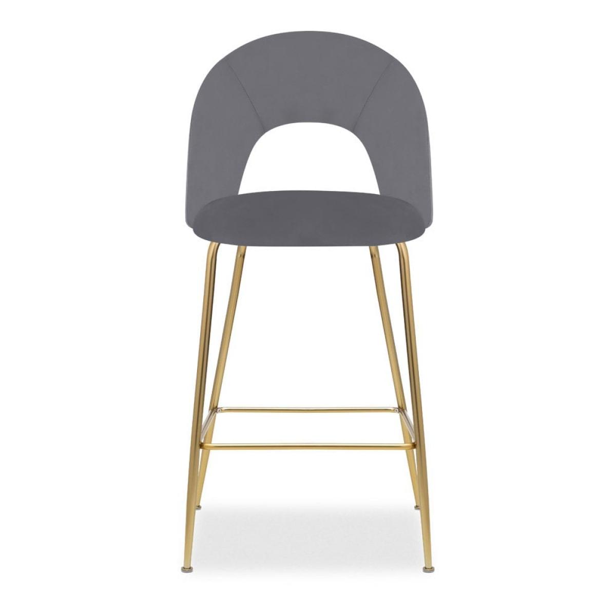 £40  Off  Celine Kitchen Stool, Grey Velvet Leg Colour: Brass – image 4