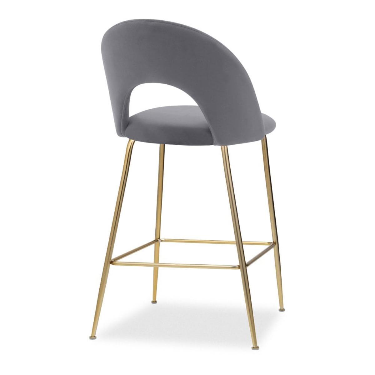 £40  Off  Celine Kitchen Stool, Grey Velvet Leg Colour: Brass – image 6