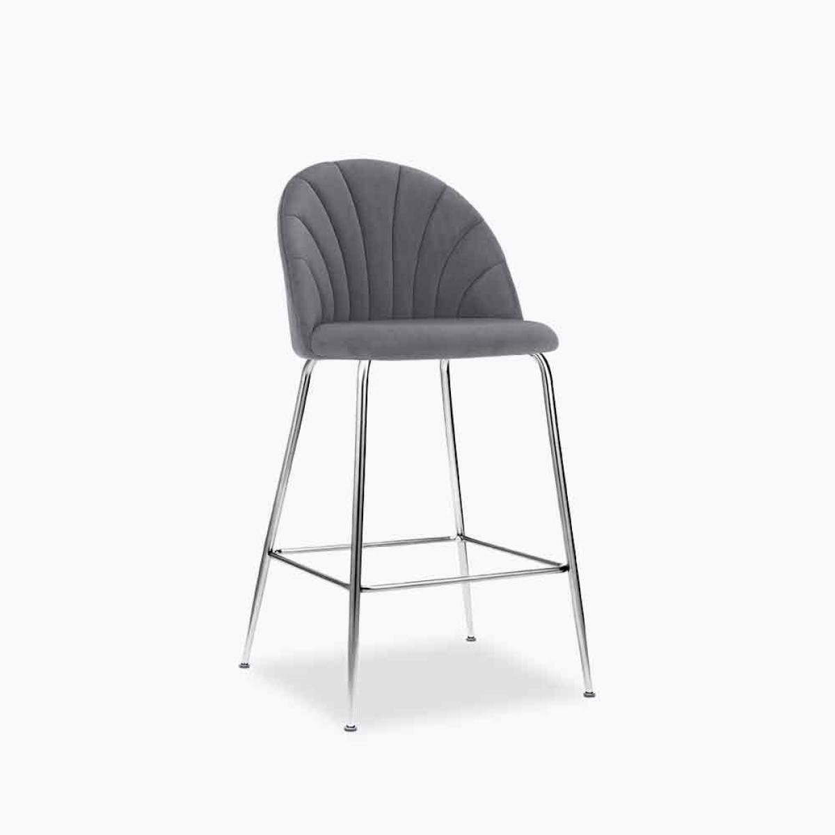 £30  Off  Sylvia Kitchen Stool, Grey Velvet Leg Colour: Chrome – image 2