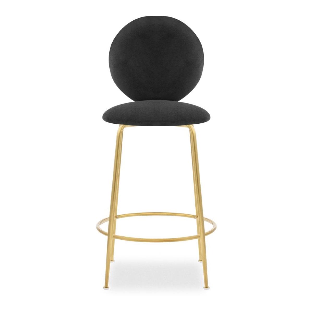 £30 Off Regent Kitchen Stool with Backrest , Grey Velvet Leg Colour: Brass – image 5