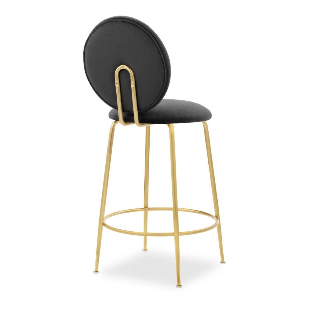 £30 Off Regent Kitchen Stool with Backrest , Grey Velvet Leg Colour: Brass – image 7