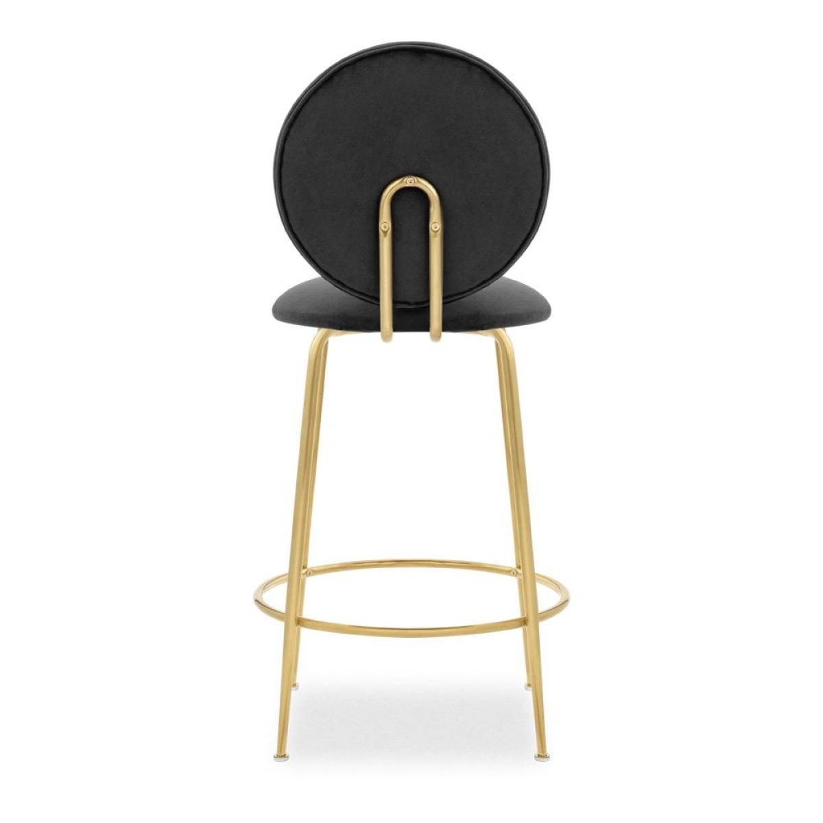 £30 Off Regent Kitchen Stool with Backrest , Grey Velvet Leg Colour: Brass – image 8