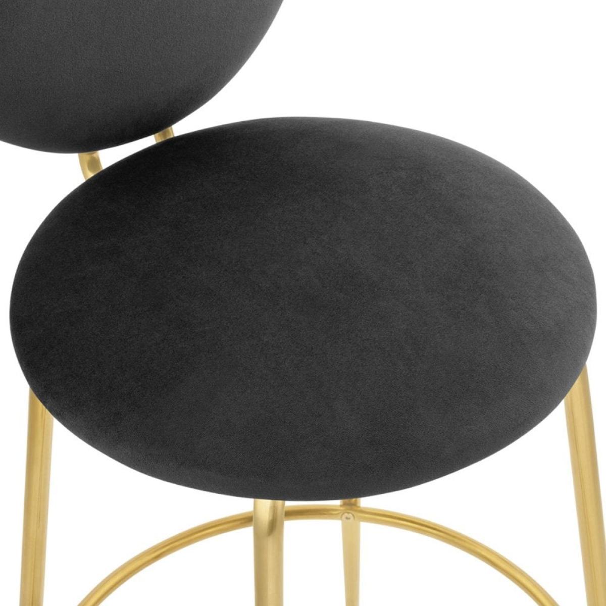 £30 Off Regent Kitchen Stool with Backrest , Grey Velvet Leg Colour: Brass – image 9