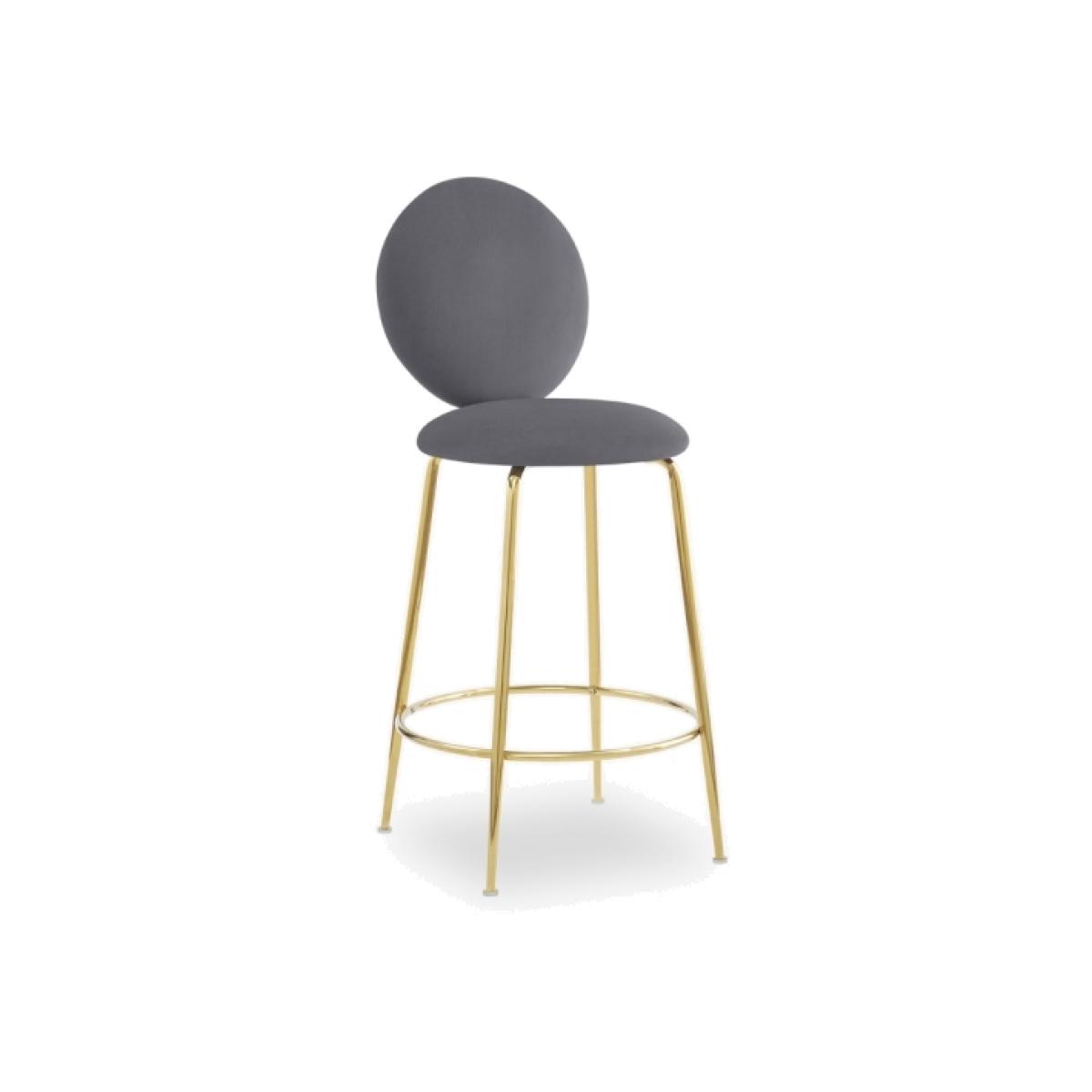 £30 Off Regent Kitchen Stool with Backrest , Grey Velvet Leg Colour: Brass – image 1