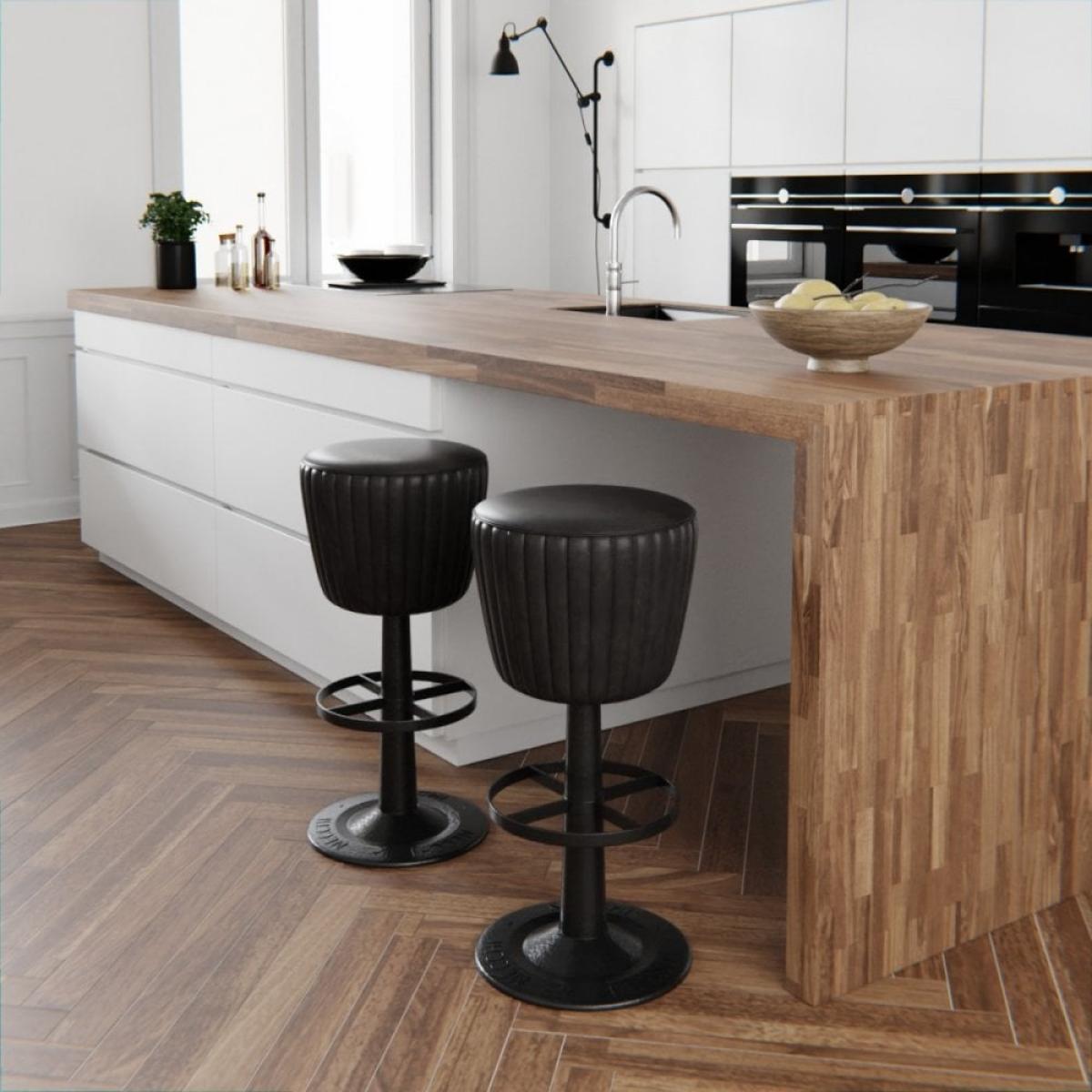 Ruskin Bar Stool, Black Leather – image 2