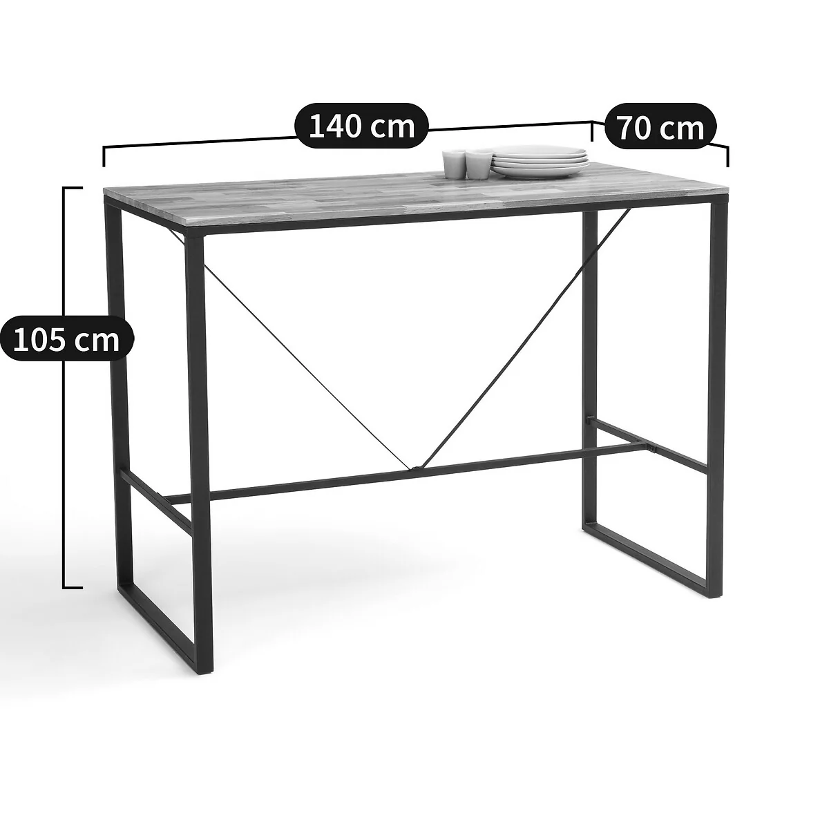 Hiba Oak and Steel 4-6 Seater High Bar Table – image 5
