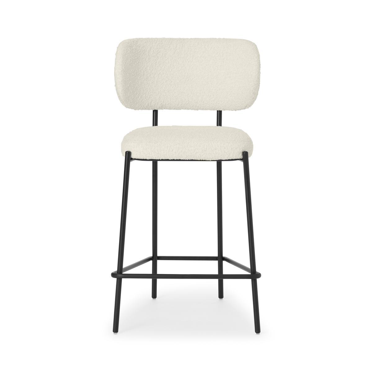 Asare Bar Stool, Whitewash Boucle with Black Legs – image 2