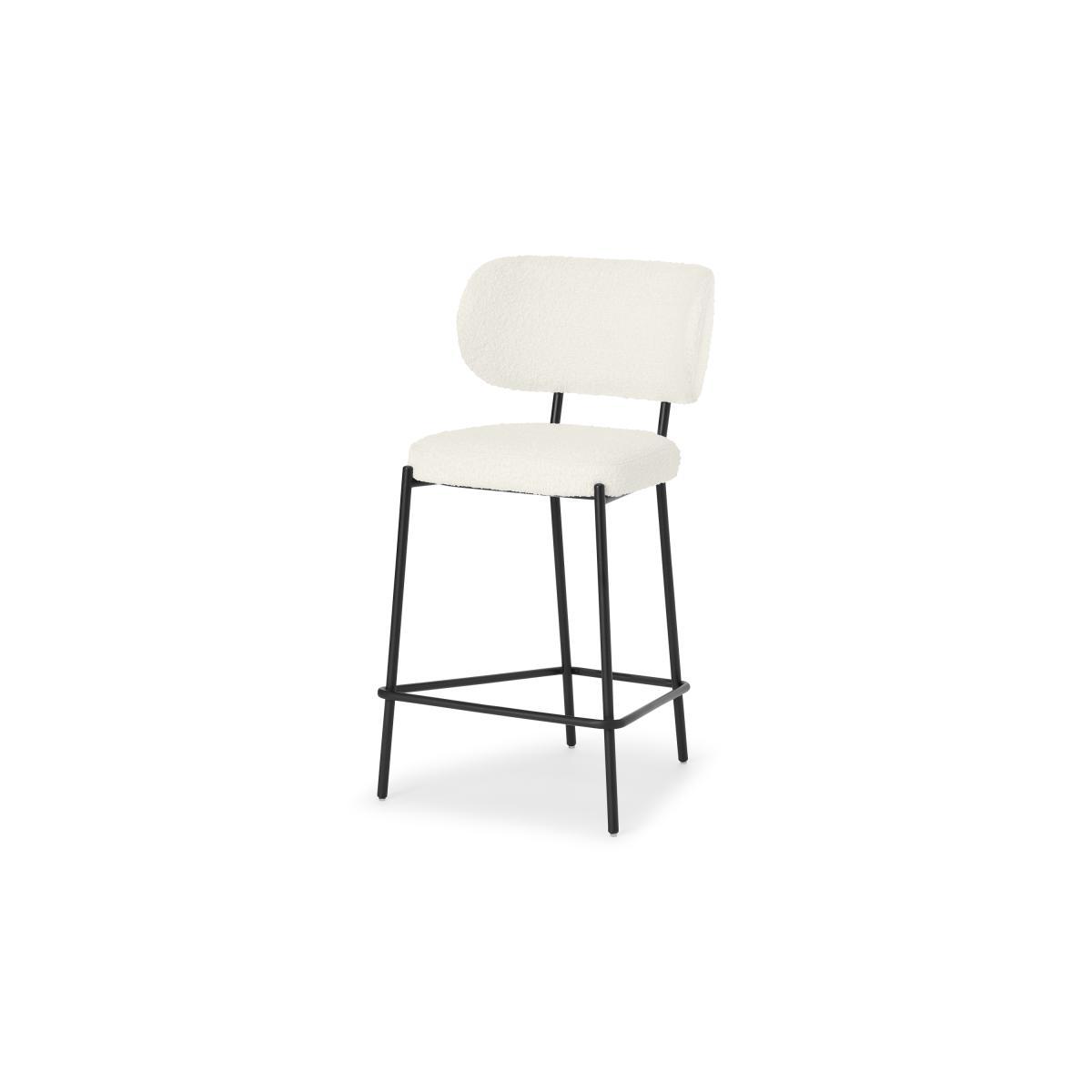 Asare Bar Stool, Whitewash Boucle with Black Legs – image 3
