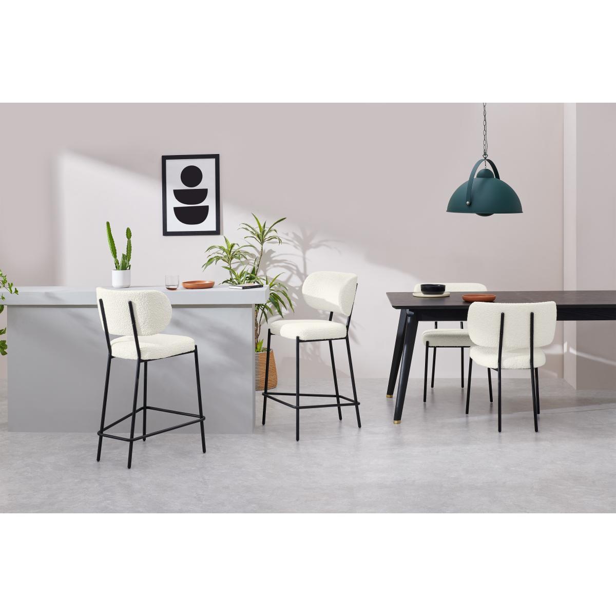 Asare Bar Stool, Whitewash Boucle with Black Legs – image 4