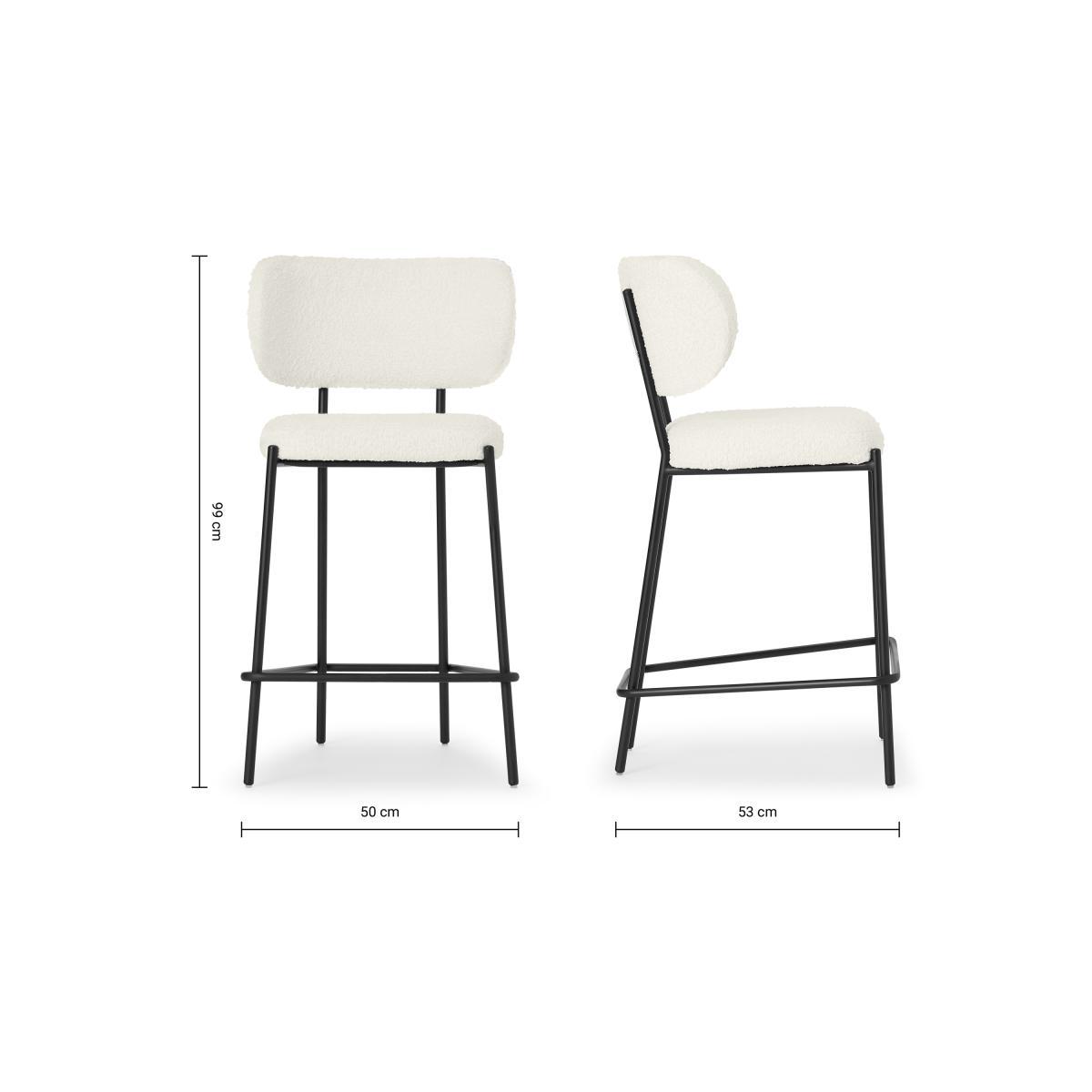 Asare Bar Stool, Whitewash Boucle with Black Legs – image 8