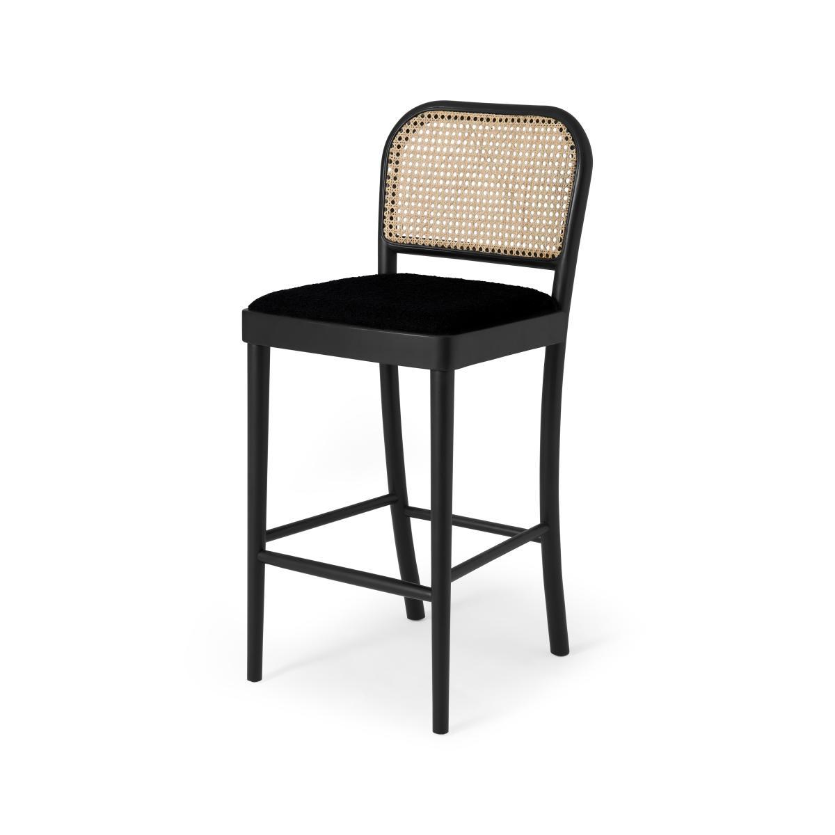 Raleigh Bar Stool, Rattan & Black Boucle – image 2