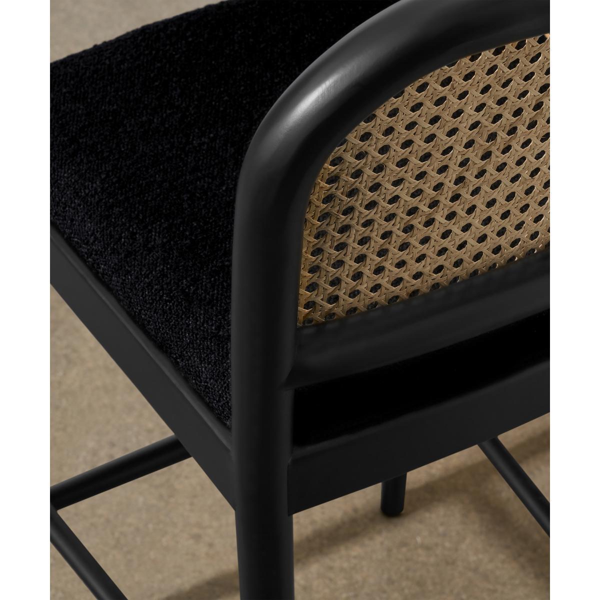 Raleigh Bar Stool, Rattan & Black Boucle – image 4