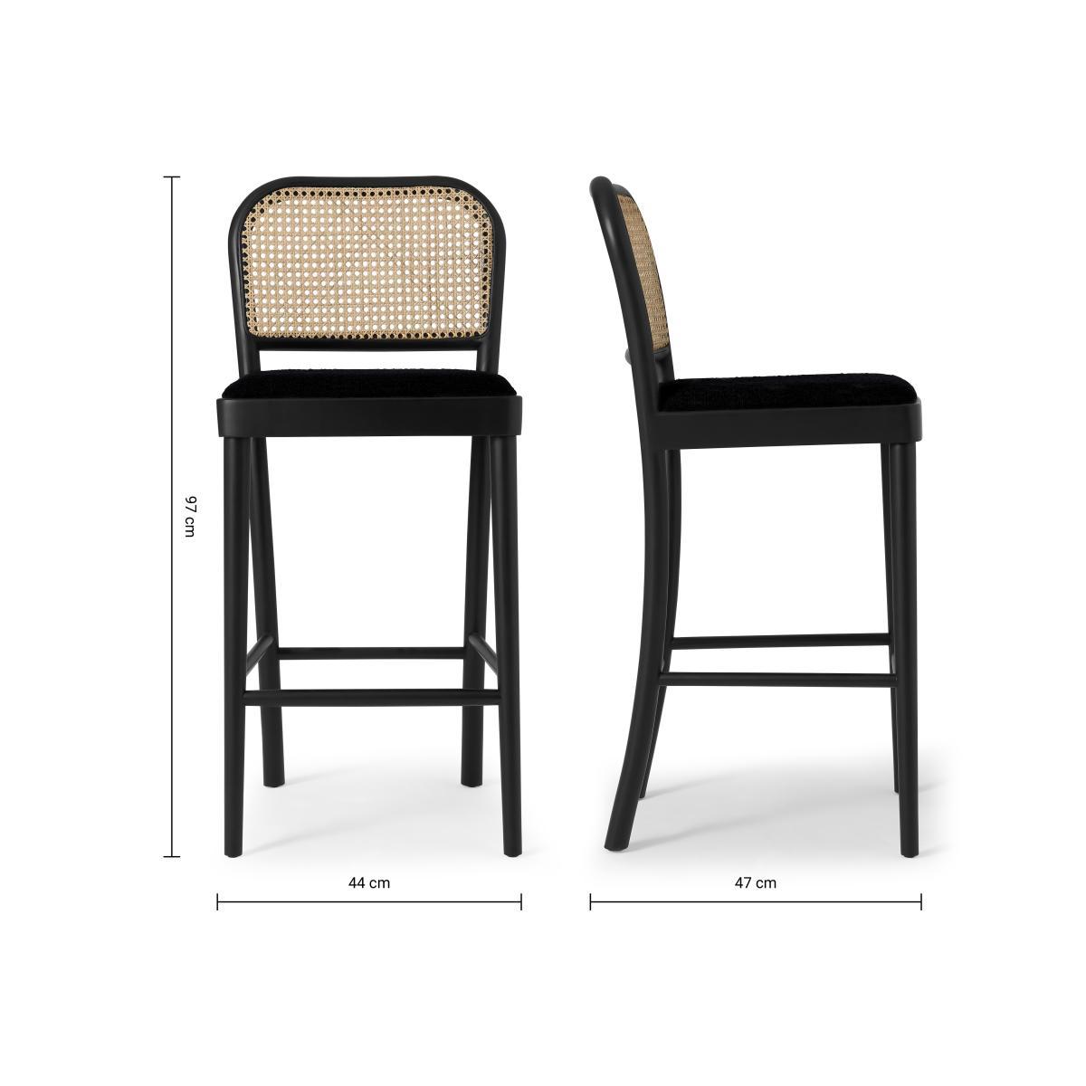 Raleigh Bar Stool, Rattan & Black Boucle – image 7