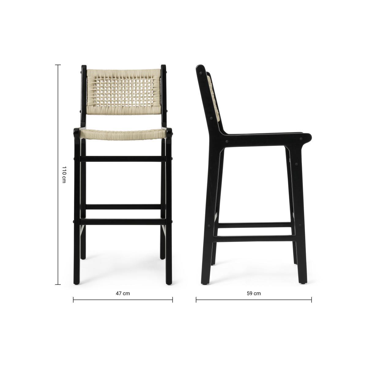 Modica Bar Stool, Rattan & Matte Black – image 7