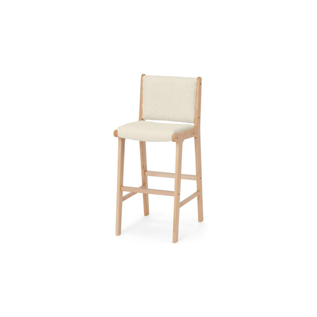 Rami Bar Stool, Faux Sheepskin & Natural – image 3