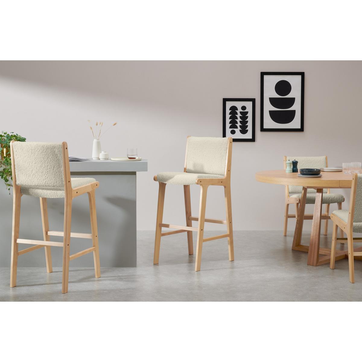 Rami Bar Stool, Faux Sheepskin & Natural – image 4