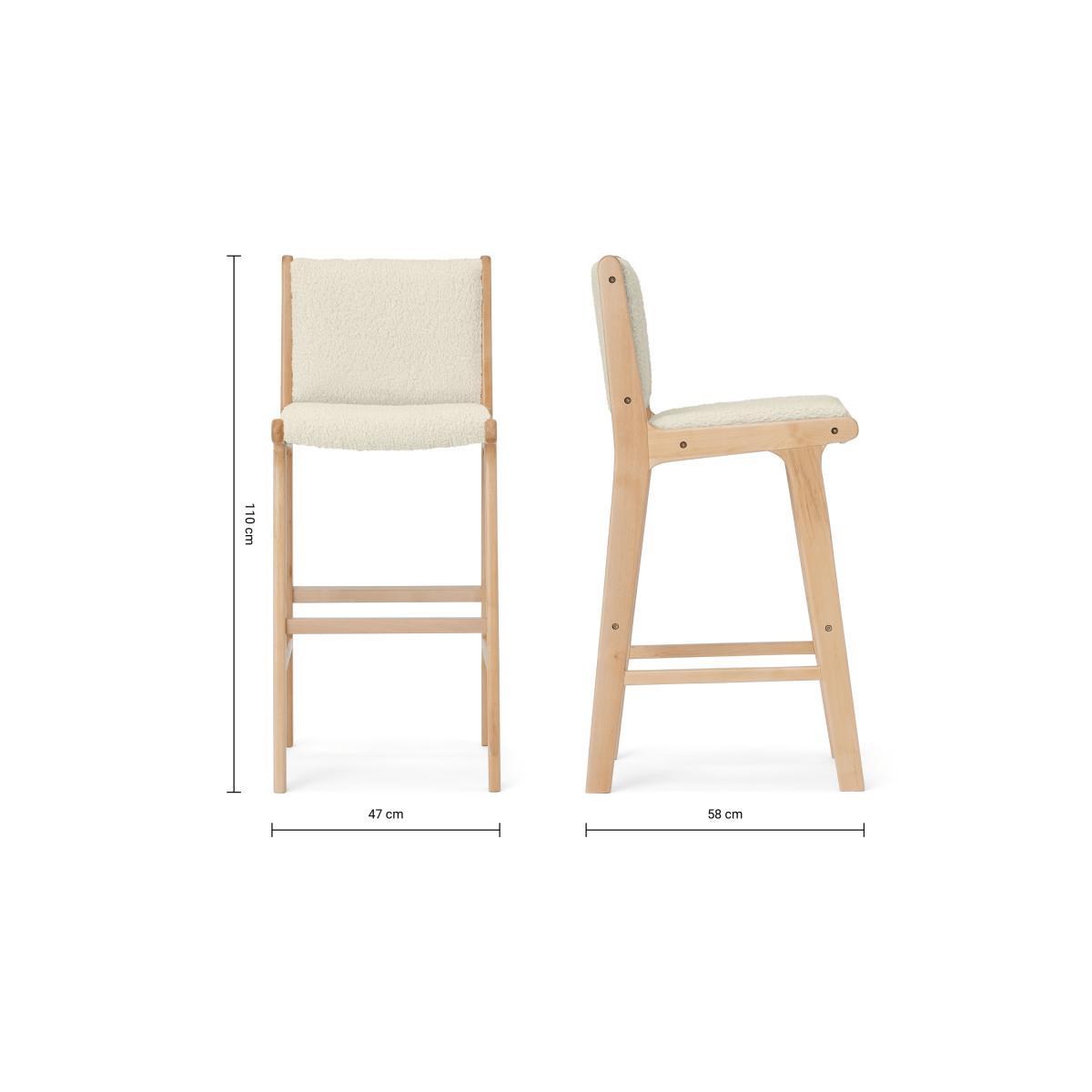 Rami Bar Stool, Faux Sheepskin & Natural – image 8