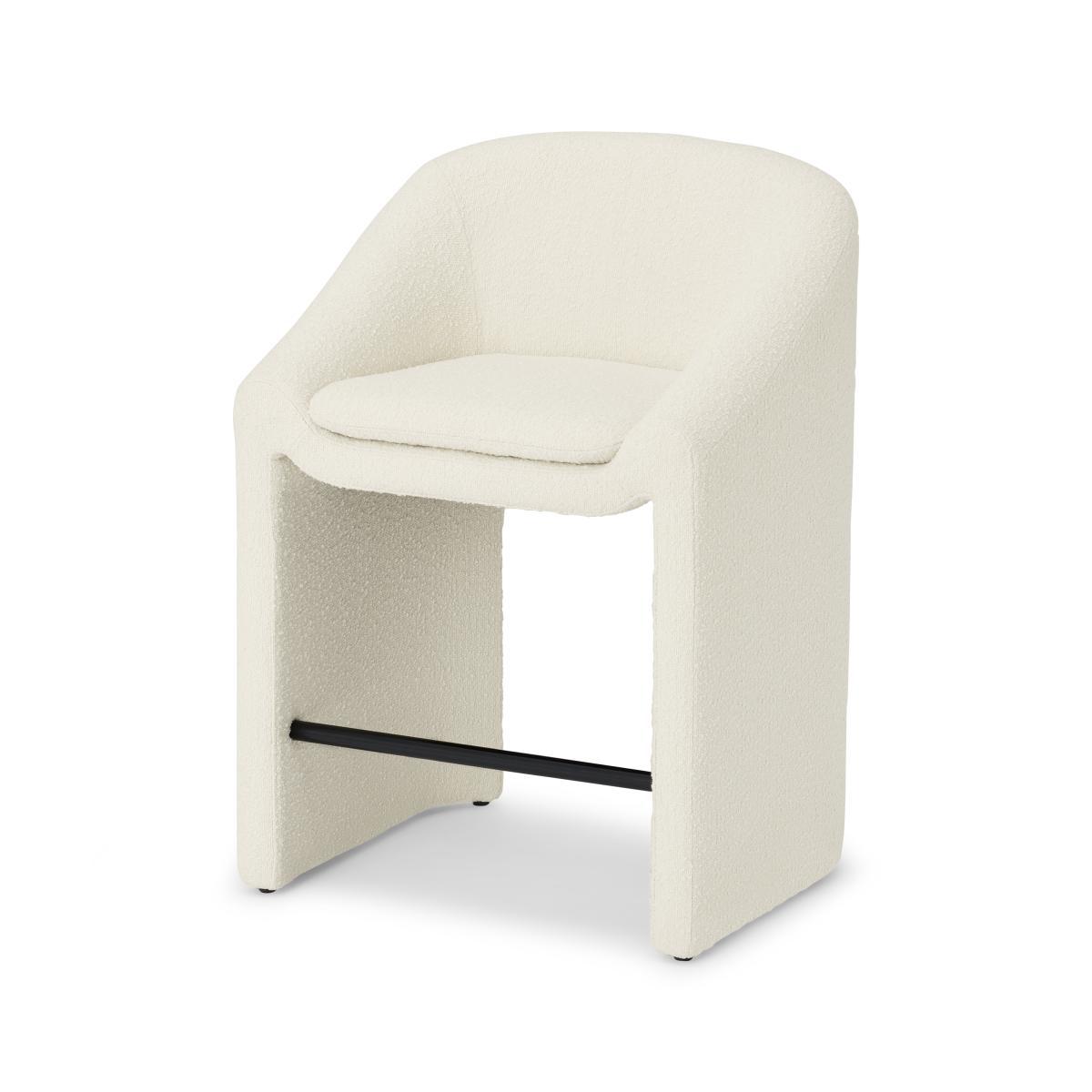 Shona Counter Height Bar Stool, Whitewash Boucle – image 2