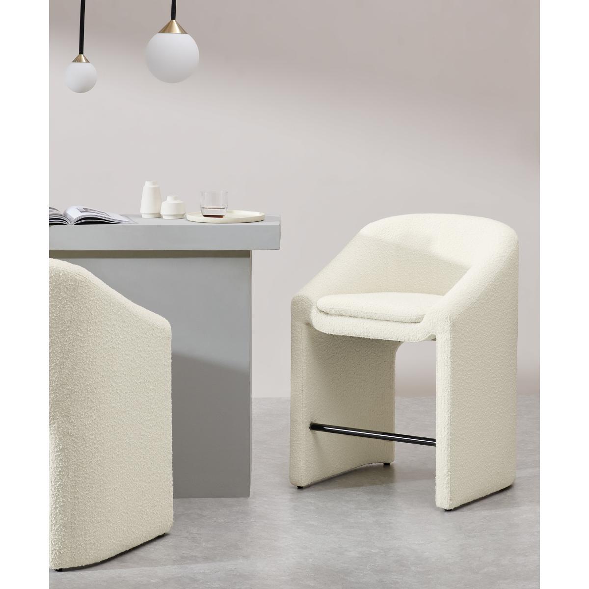 Shona Counter Height Bar Stool, Whitewash Boucle – image 3