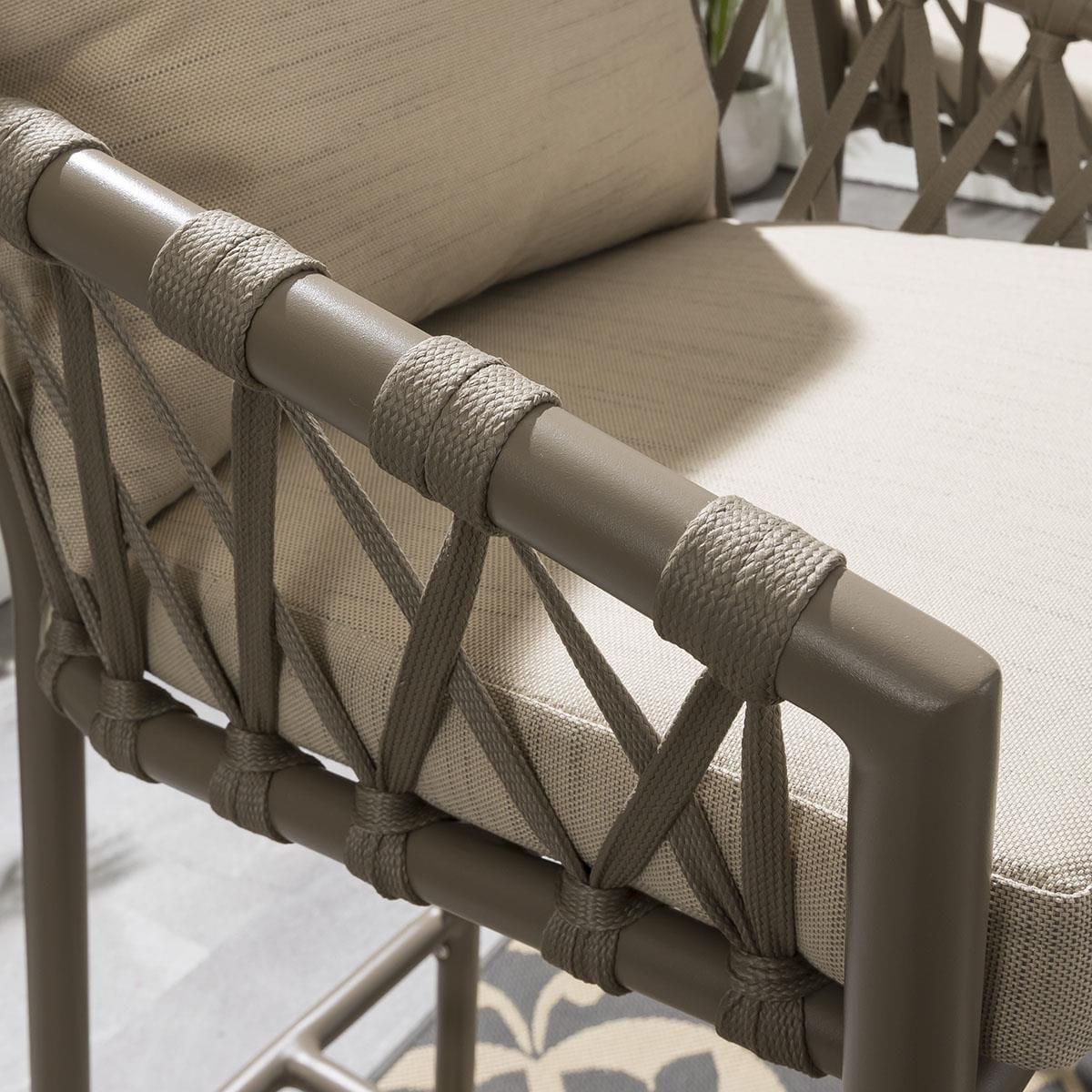 Outdoor 4 Seater Tall High Table & Stool Garden Bar Set Beige Aluminium – image 8