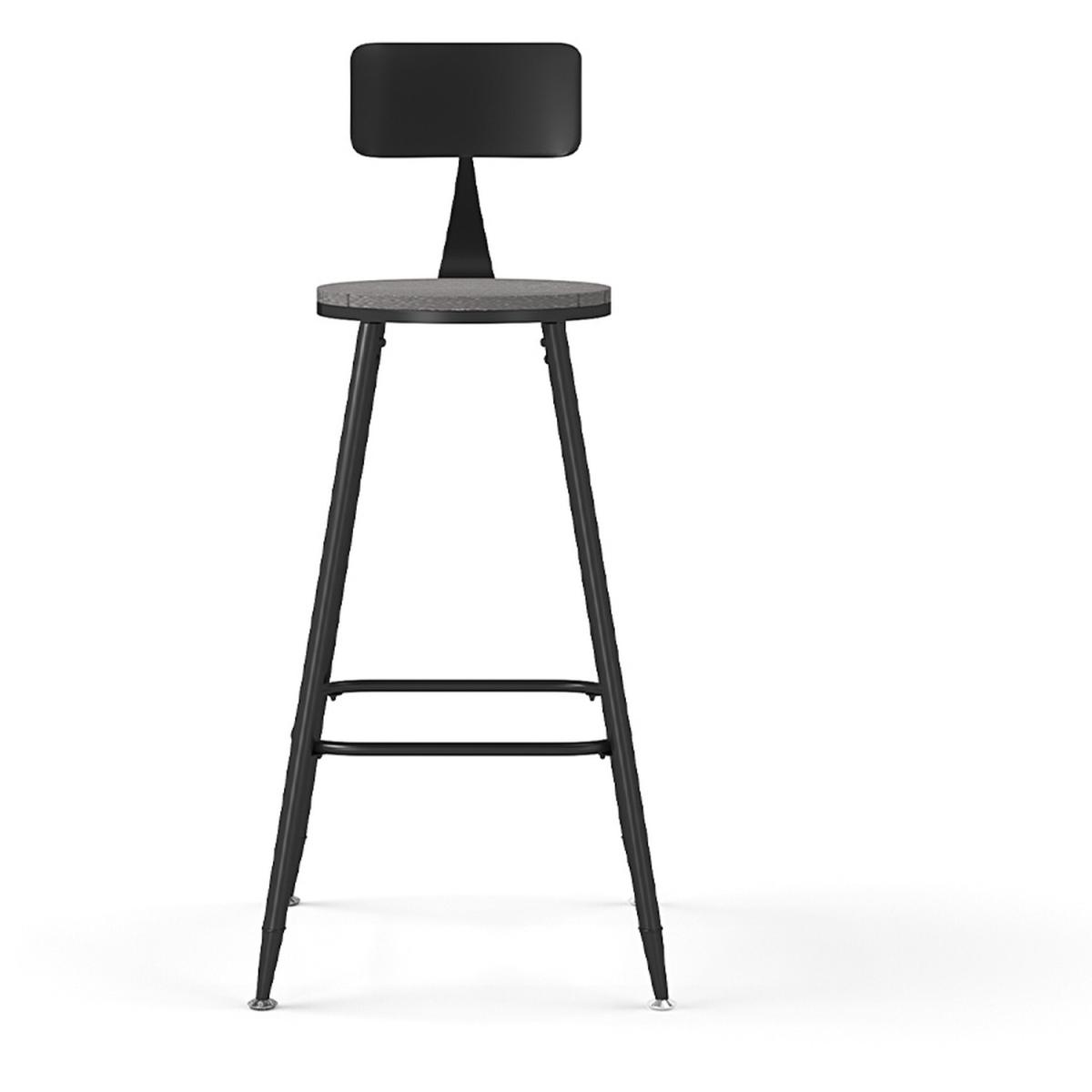 Round Counter Height Bar Stool with Backrest - Grey / 9kg – image 4