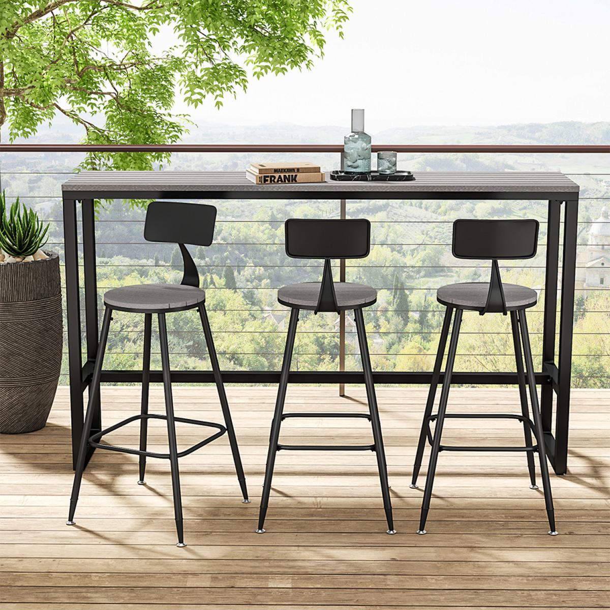 Round Counter Height Bar Stool with Backrest - Grey / 9kg – image 5
