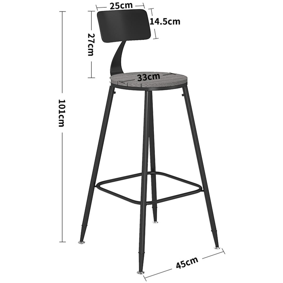 Round Counter Height Bar Stool with Backrest - Grey / 9kg – image 7