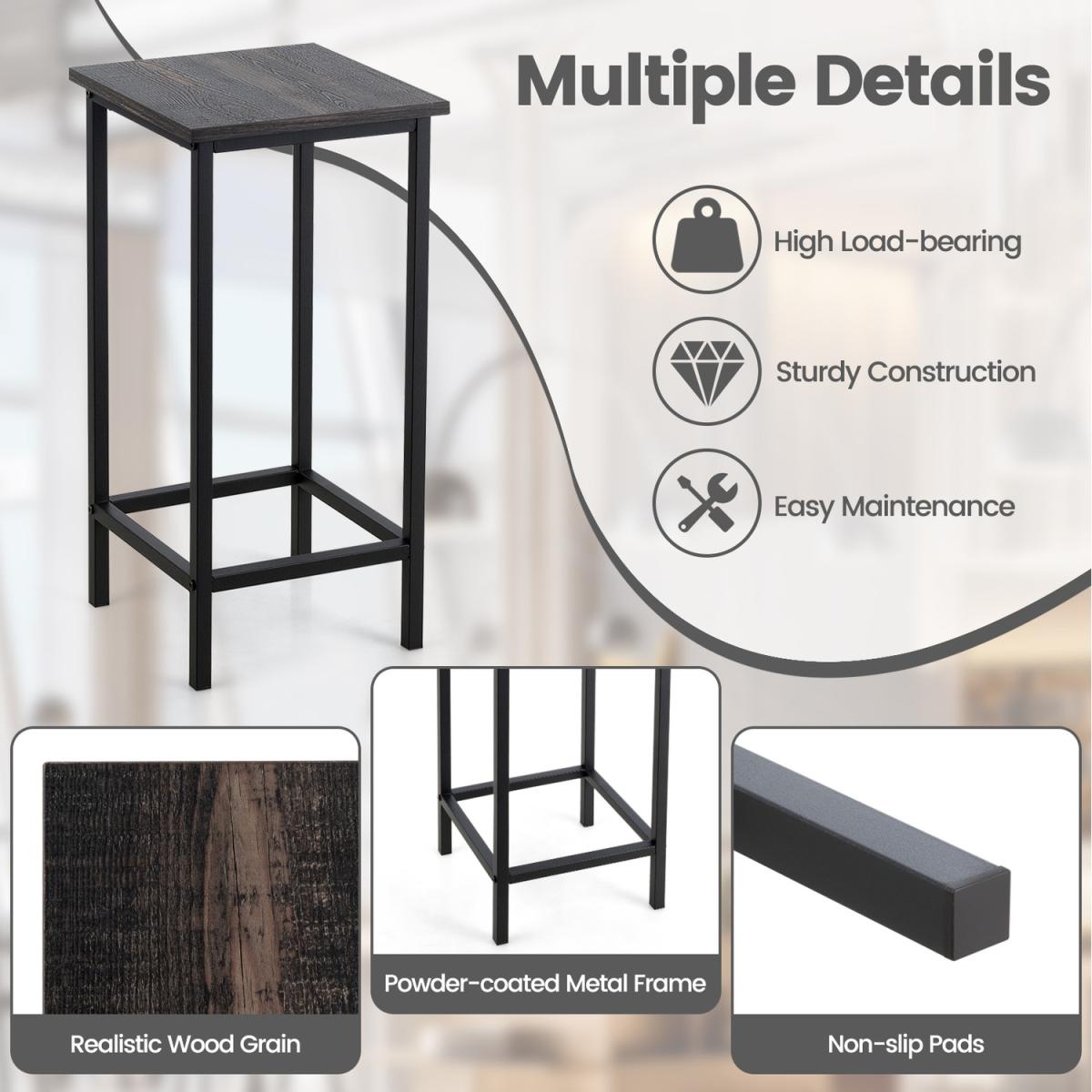 Costway Set of 4 Bar Stool High Backless Counter Height Bar Stool - Brown – image 2