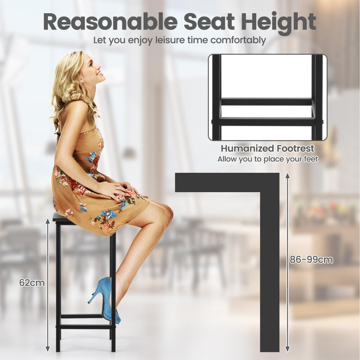 Costway Set of 4 Bar Stool High Backless Counter Height Bar Stool - Brown – image 4