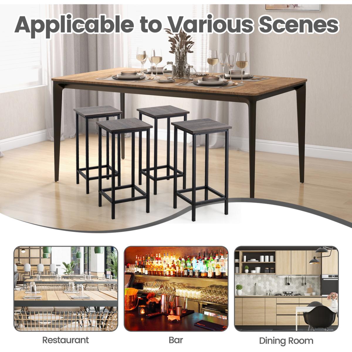 Costway Set of 4 Bar Stool High Backless Counter Height Bar Stool - Brown – image 5
